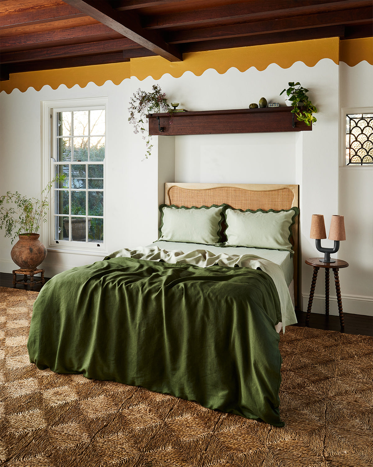 Olive 100% French Flax Linen Duvet Cover Set