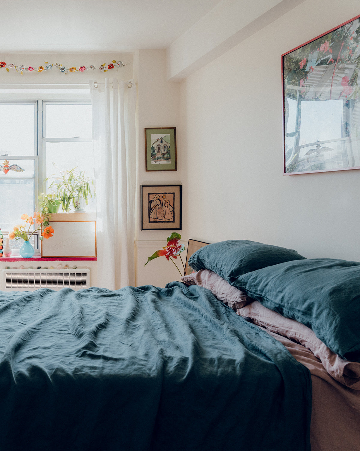 Petrol 100% French Flax Linen Duvet Cover Set