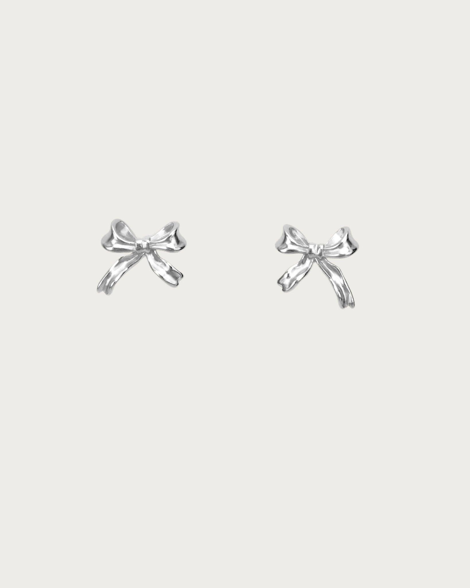 Silver Ribbon Stud Earrings