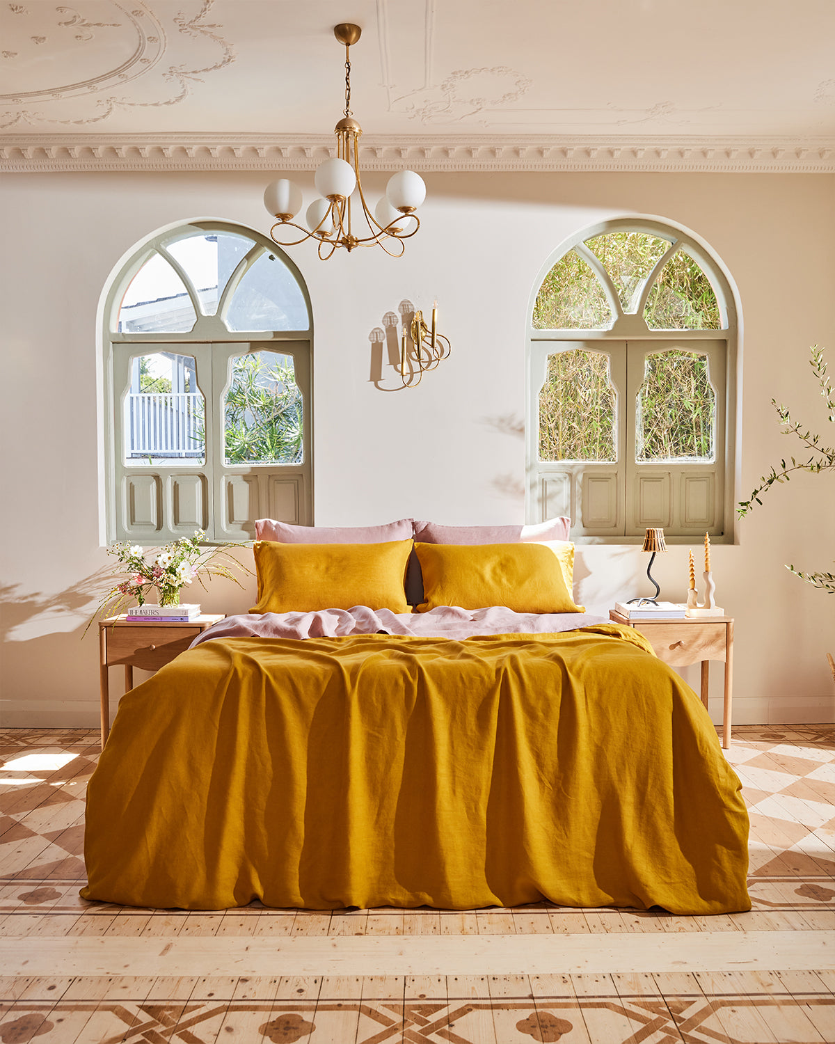 Turmeric 100% French Flax Linen Duvet Cover Set